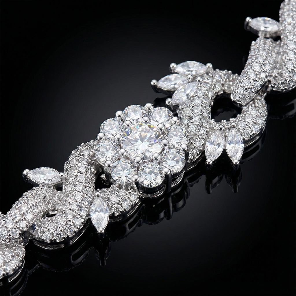 Iced Out 18mm Flower Infinity Link Bracelet