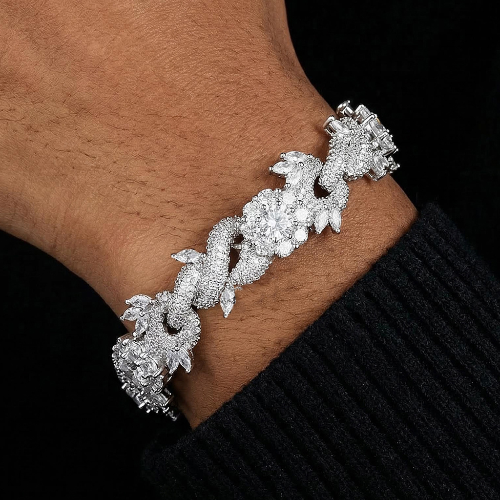 Iced Out 18mm Flower Infinity Link Bracelet