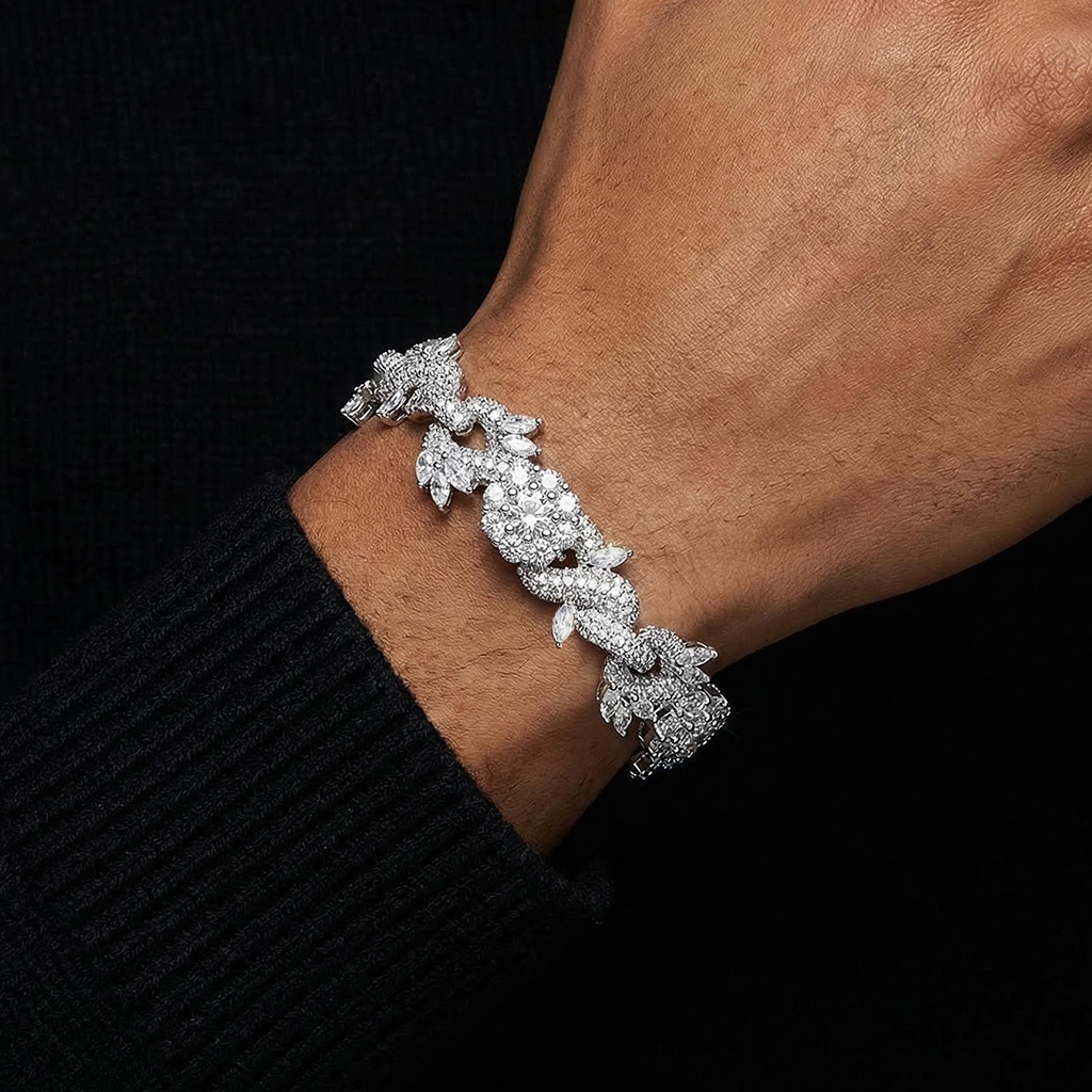 Iced Out 18mm Flower Infinity Link Bracelet