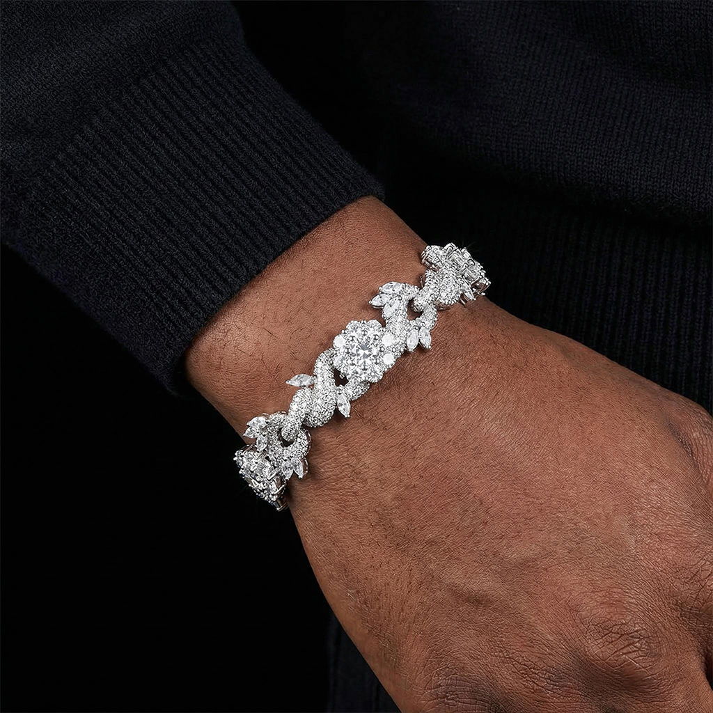 Iced Out 18mm Flower Infinity Link Bracelet