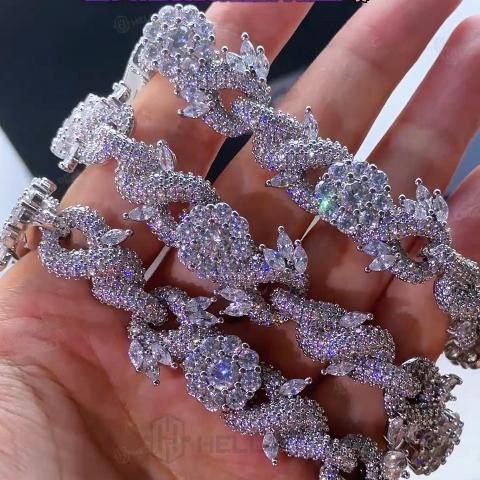 Iced Out 18mm Flower Infinity Link Bracelet