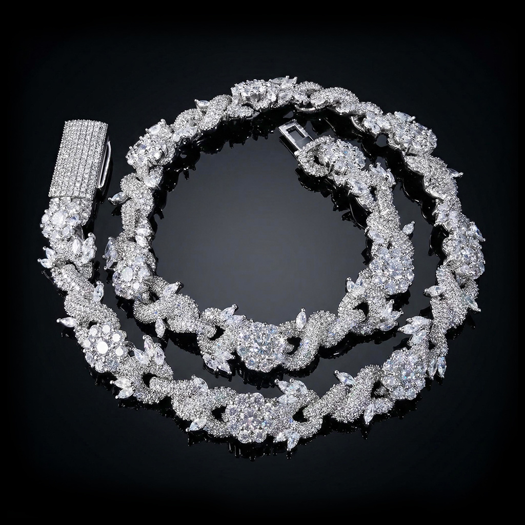 Iced Out 18mm Flower Infinity Link Chain