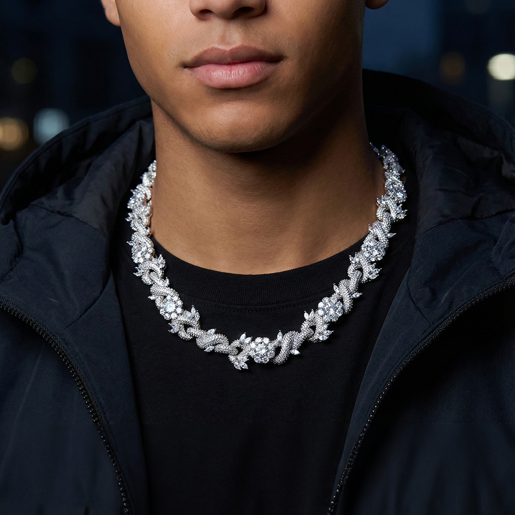 Iced Out 18mm Flower Infinity Link Chain