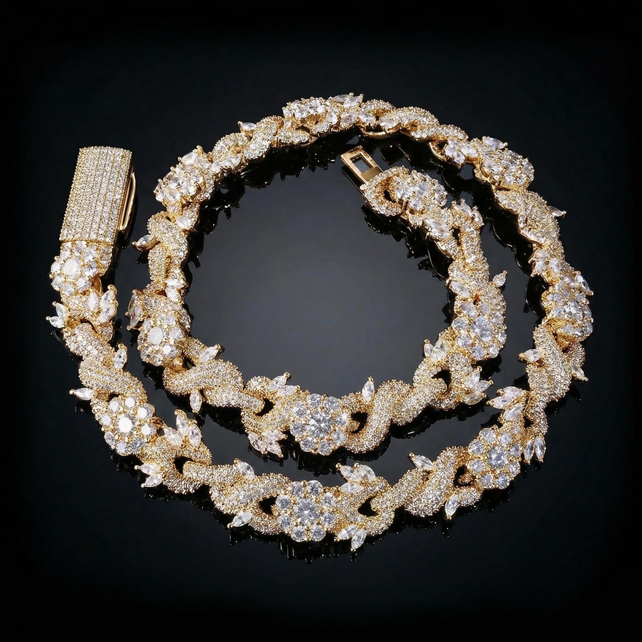 Iced Out 18mm Flower Infinity Link Chain