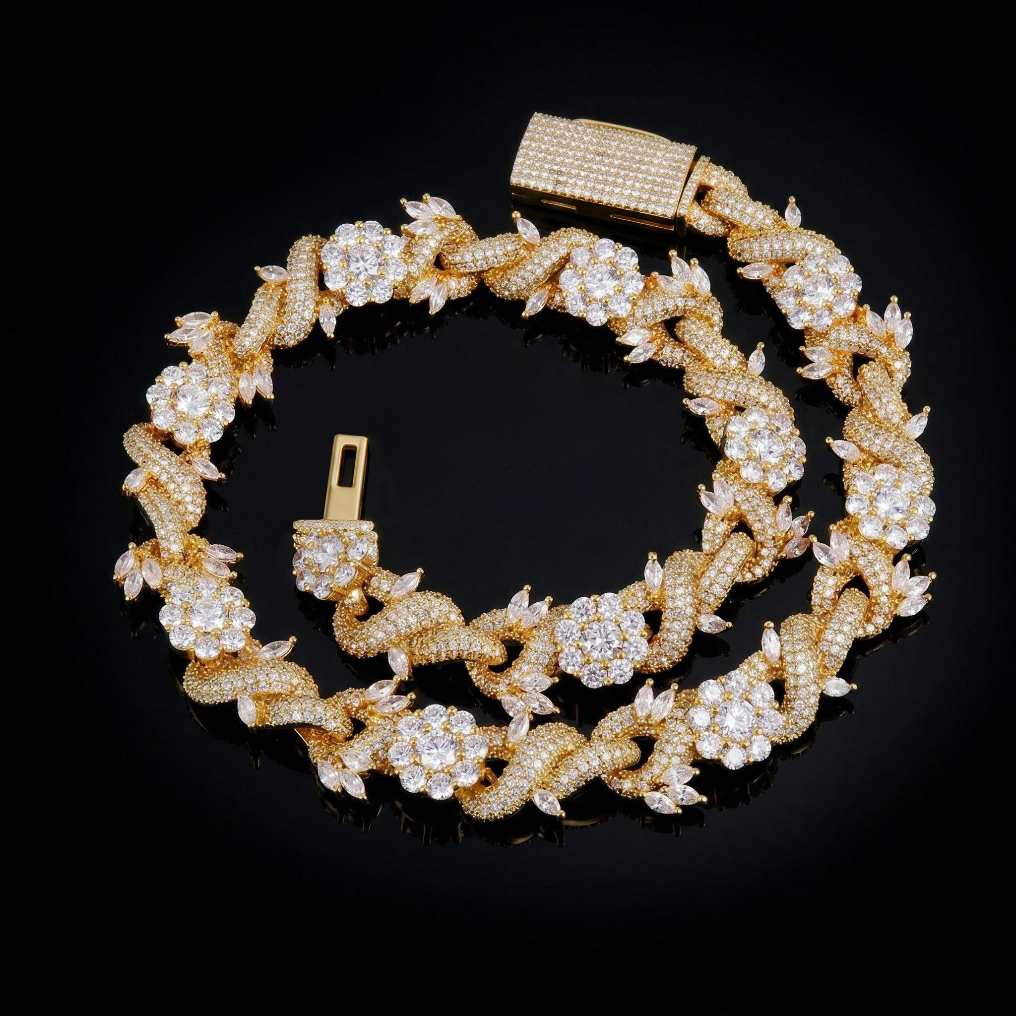 Iced Out 18mm Flower Infinity Link Chain