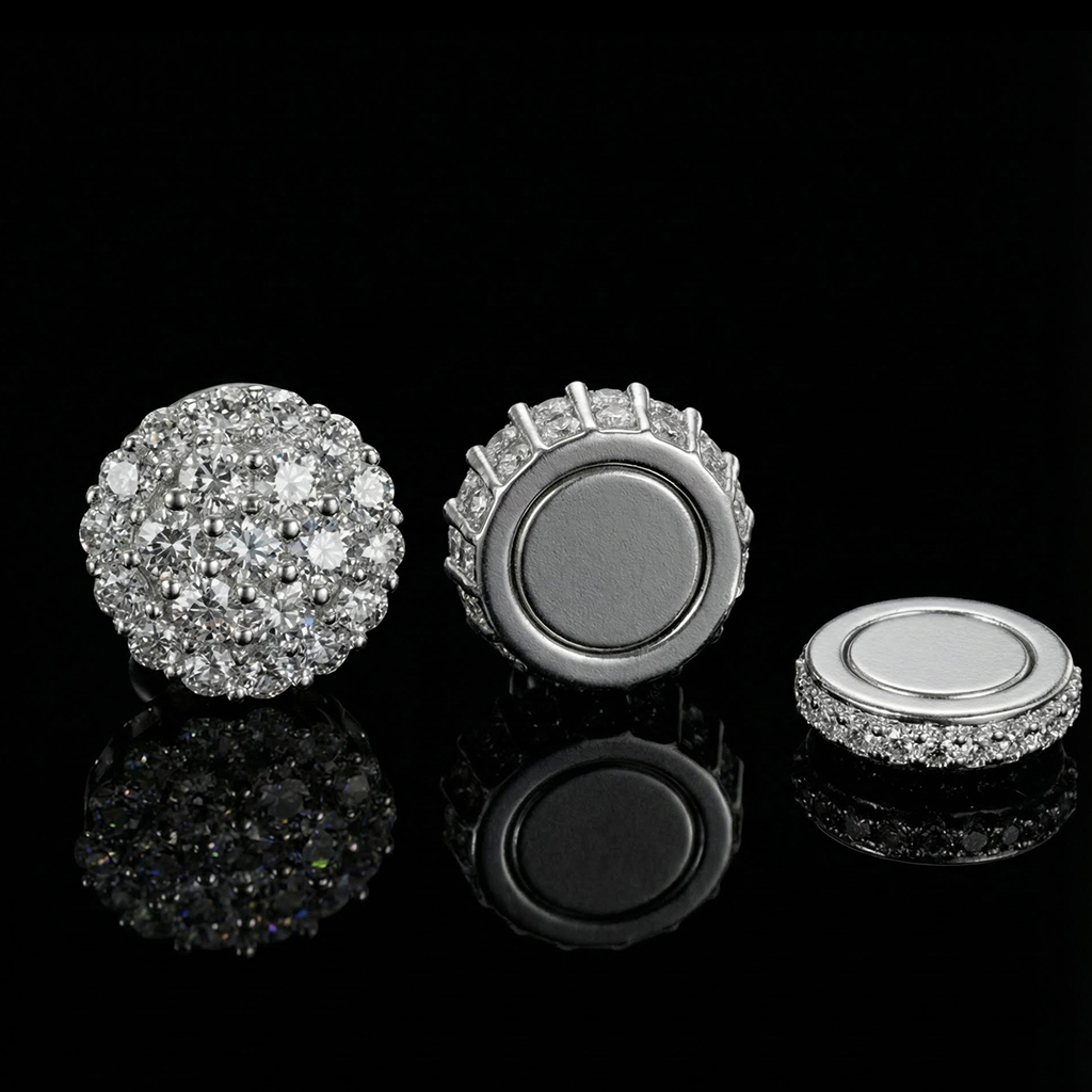 Round Cut Magnetic Non-Piercing Stud Earrings