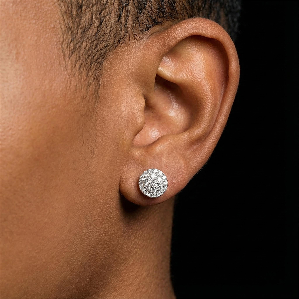 Round Cut Magnetic Non-Piercing Stud Earrings