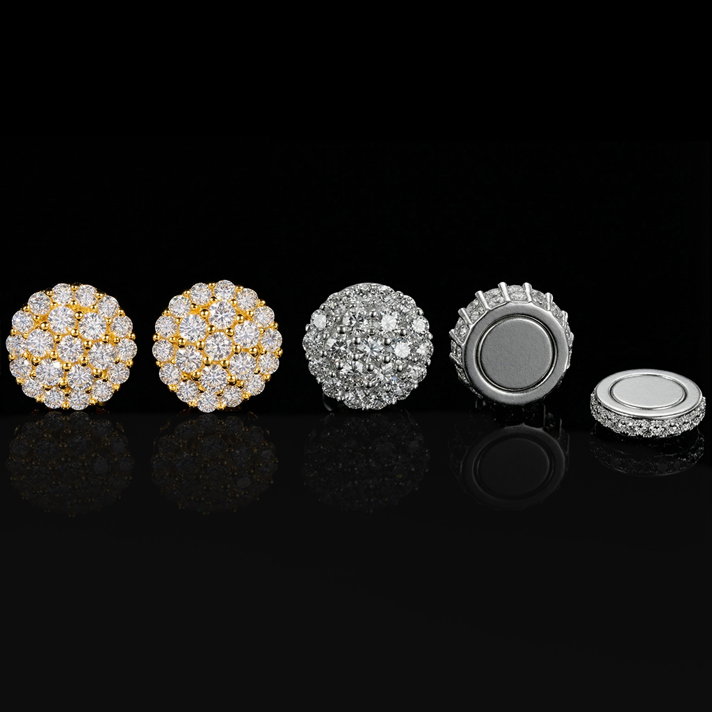 Round Cut Magnetic Non-Piercing Stud Earrings