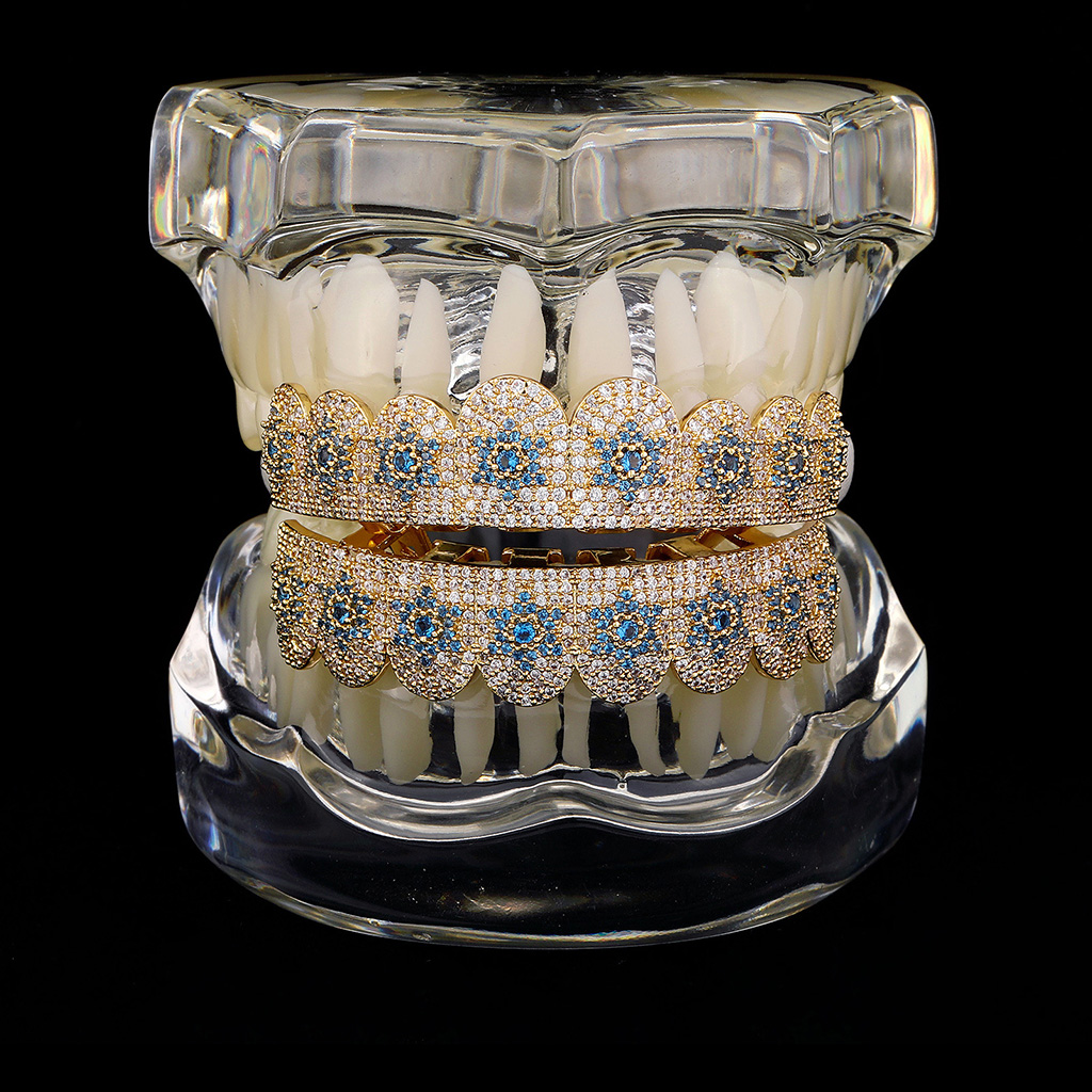 Iced Out Blue Stars Grillz Set