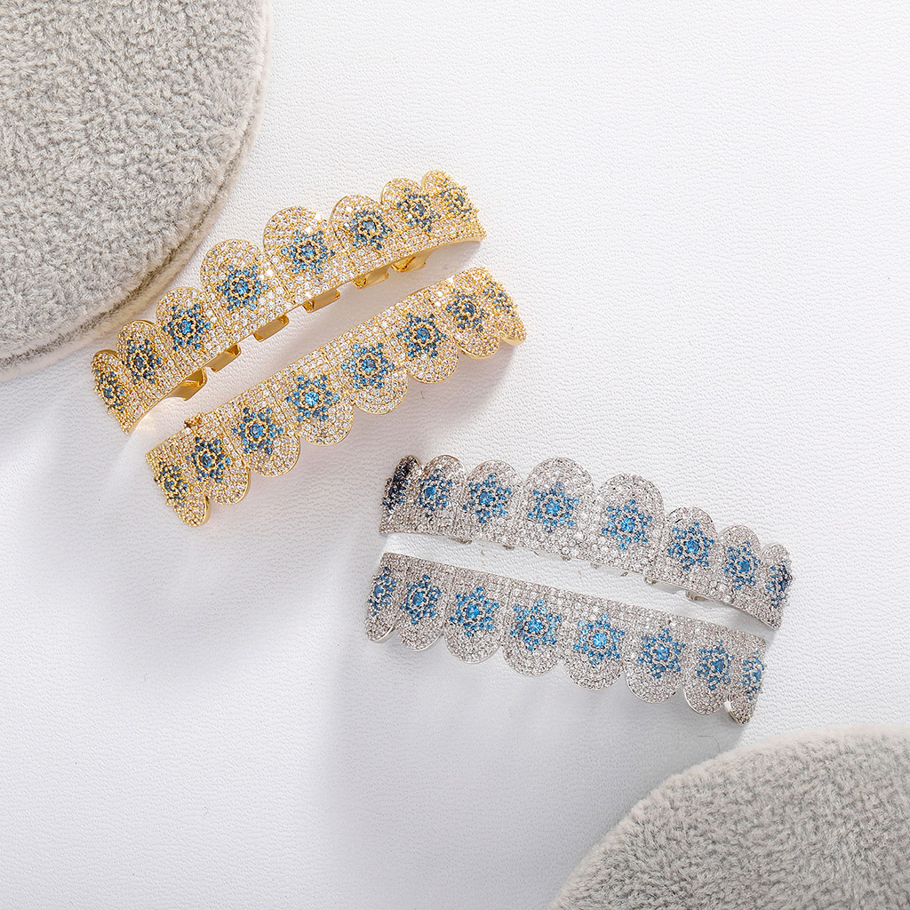 Iced Out Blue Stars Grillz Set