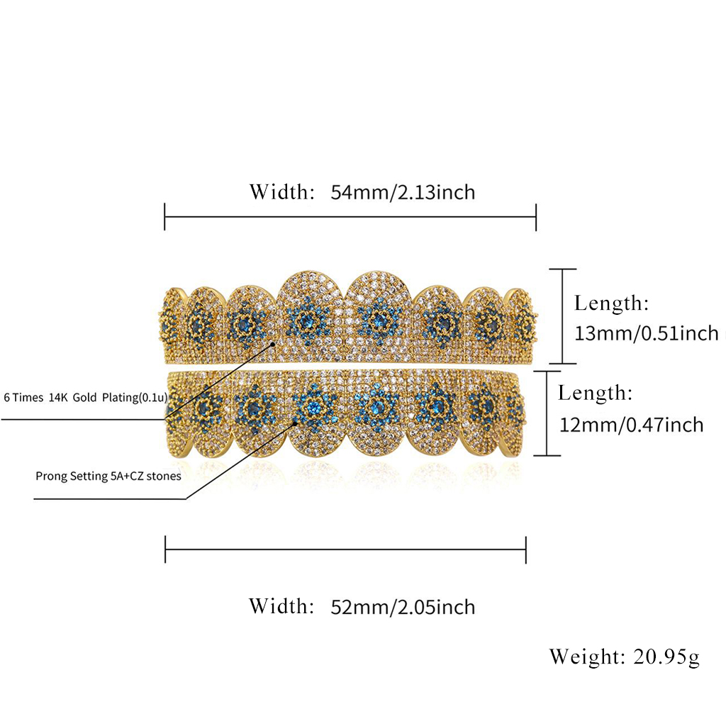 Iced Out Blue Stars Grillz Set