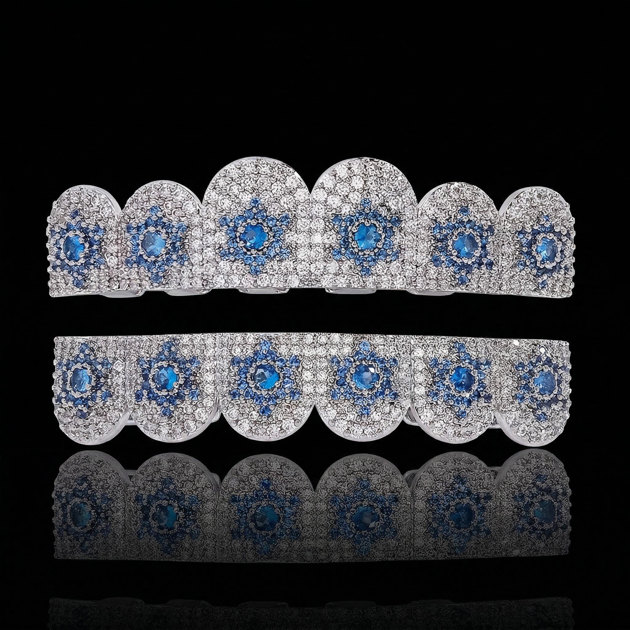 Iced Out Blue Stars Grillz Set