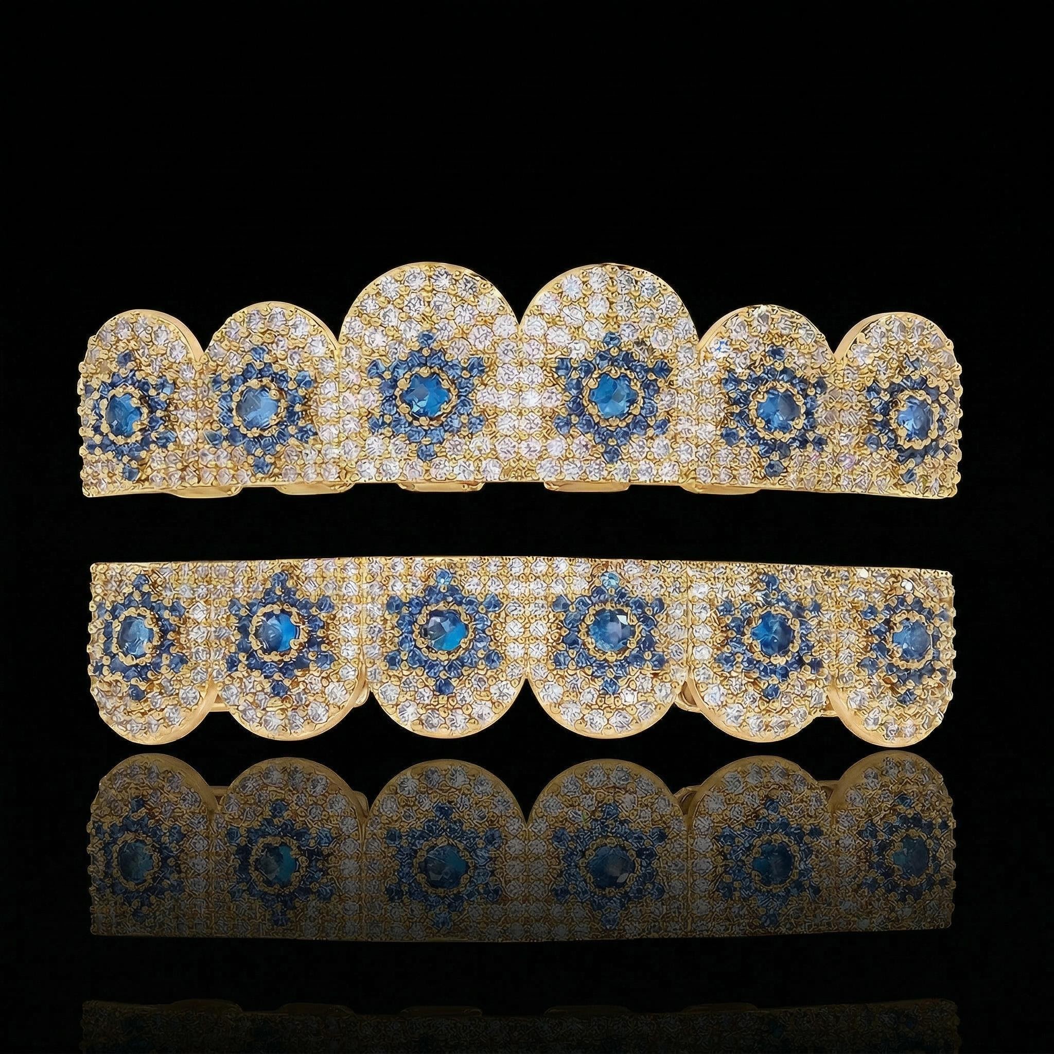 Iced Out Blue Stars Grillz Set
