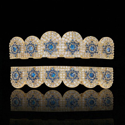 Iced Out Blue Stars Grillz Set