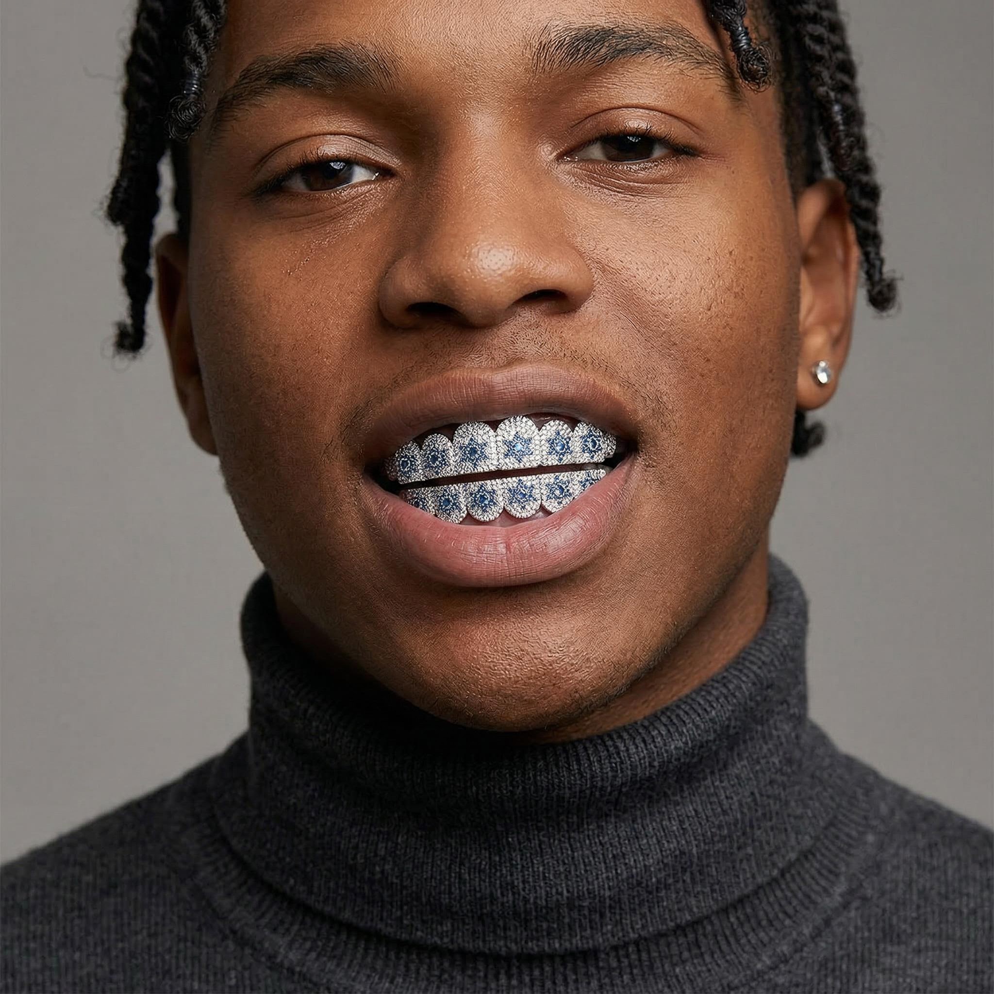Iced Out Blue Stars Grillz Set