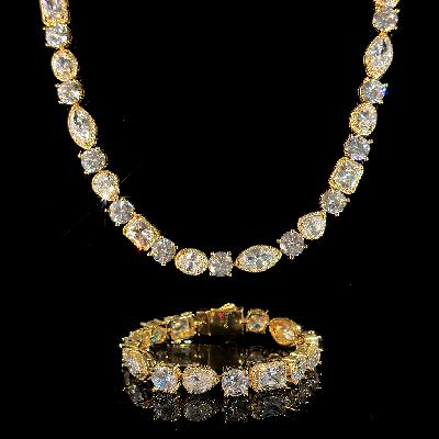 10mm Iced Out Multi Shaped Diamond Chain & Bracelet Set