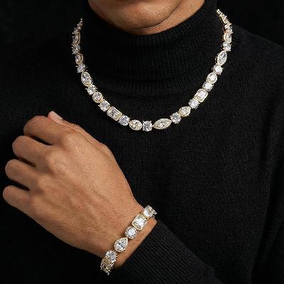 10mm Iced Out Multi Shaped Diamond Chain & Bracelet Set