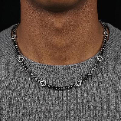 Iced Out Black Four Leaf Clover Tennis Chain and Bracelet in White Gold