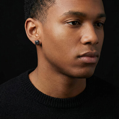 S925 Silver Micro Paved Black Moissanite Stud Earrings