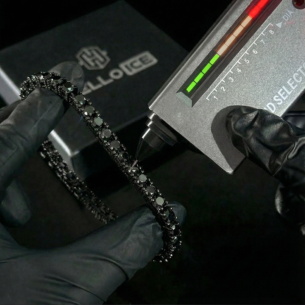 925S & VVS Moissanite 5mm Black Tennis Bracelet with Iced Out Sides