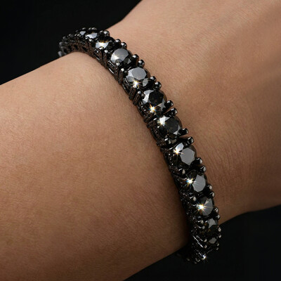 925S & VVS Moissanite 5mm Black Tennis Bracelet with Iced Out Sides