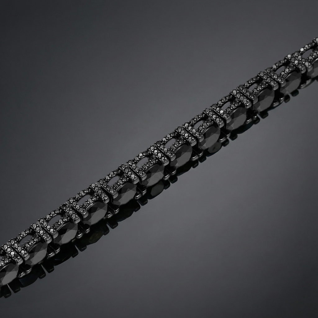 925S & VVS Moissanite 5mm Black Tennis Bracelet with Iced Out Sides