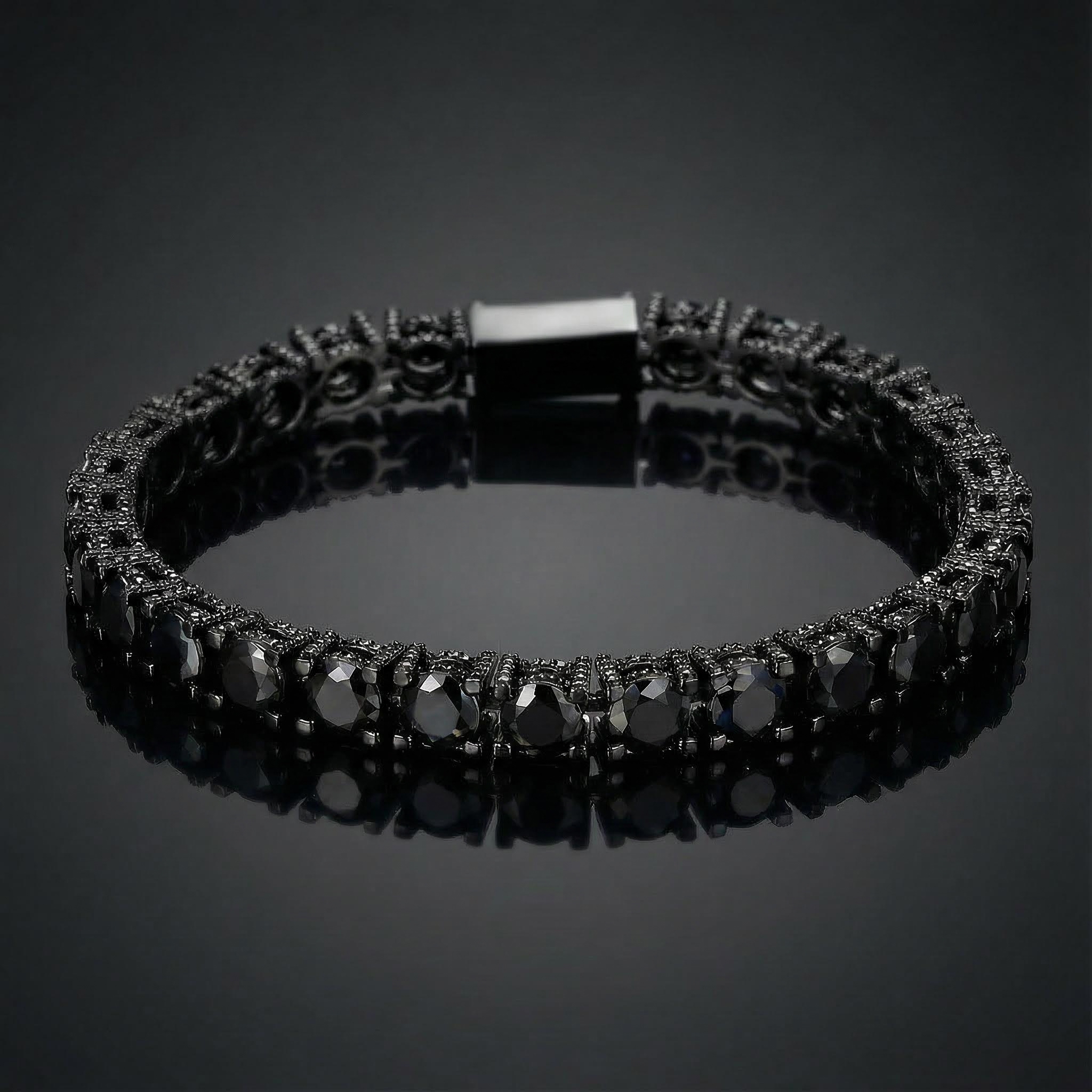 925S & VVS Moissanite 5mm Black Tennis Bracelet with Iced Out Sides