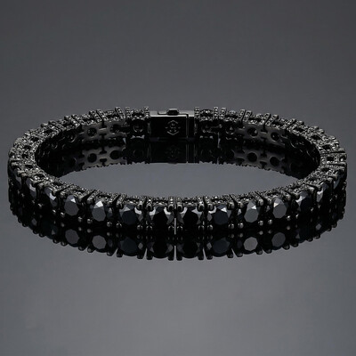 925S & VVS Moissanite 5mm Black Tennis Bracelet with Iced Out Sides