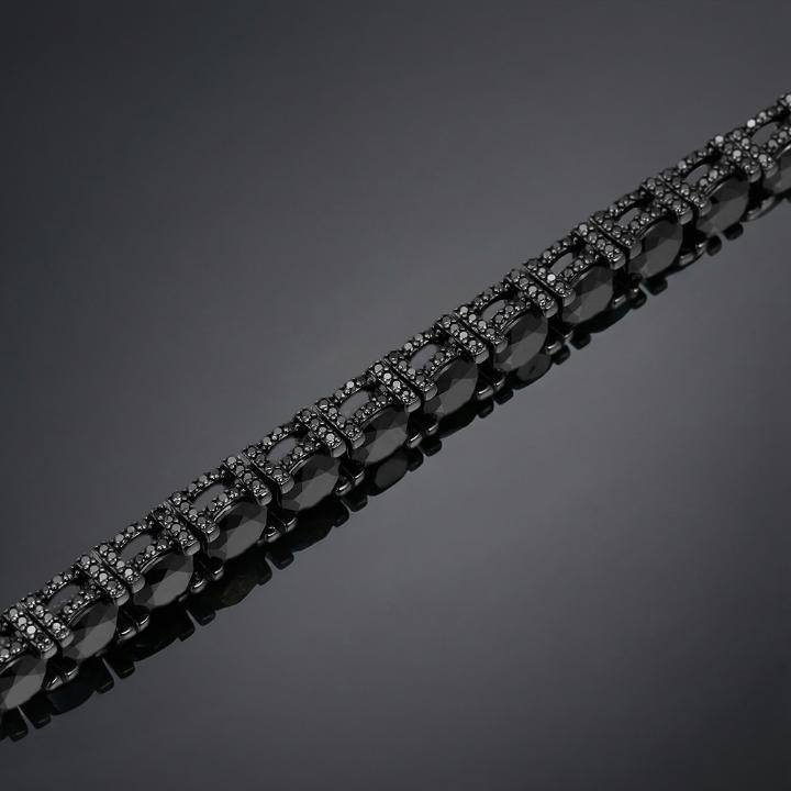 925S & VVS Moissanite 5mm Black Tennis Bracelet with Iced Out Sides