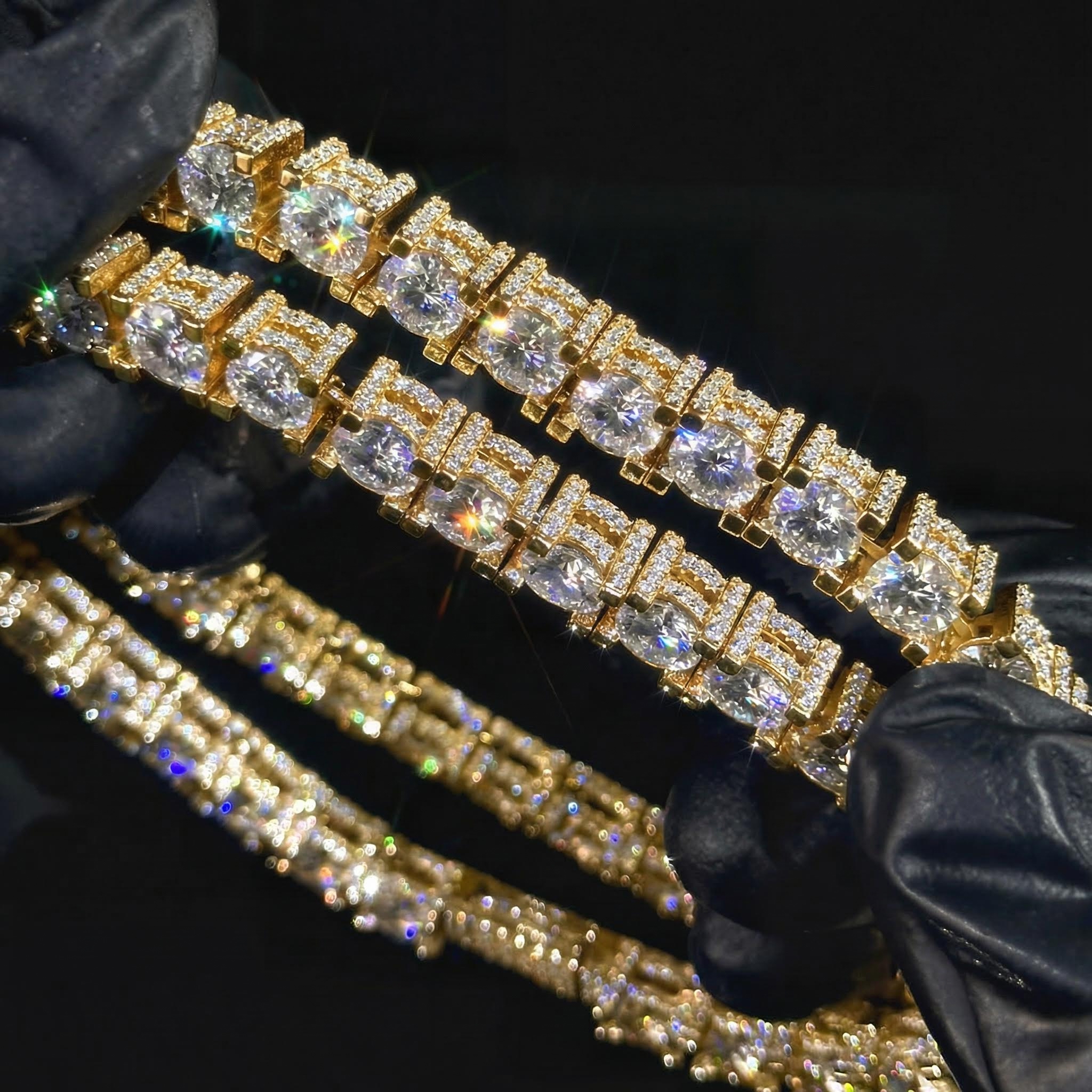 925S & VVS Moissanite 6.5mm Iced Out Sides Tennis Chain