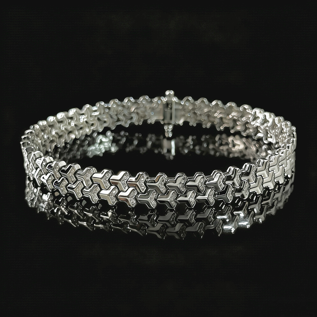 925S & VVS Moissanite Two-Row Armor Bracelet