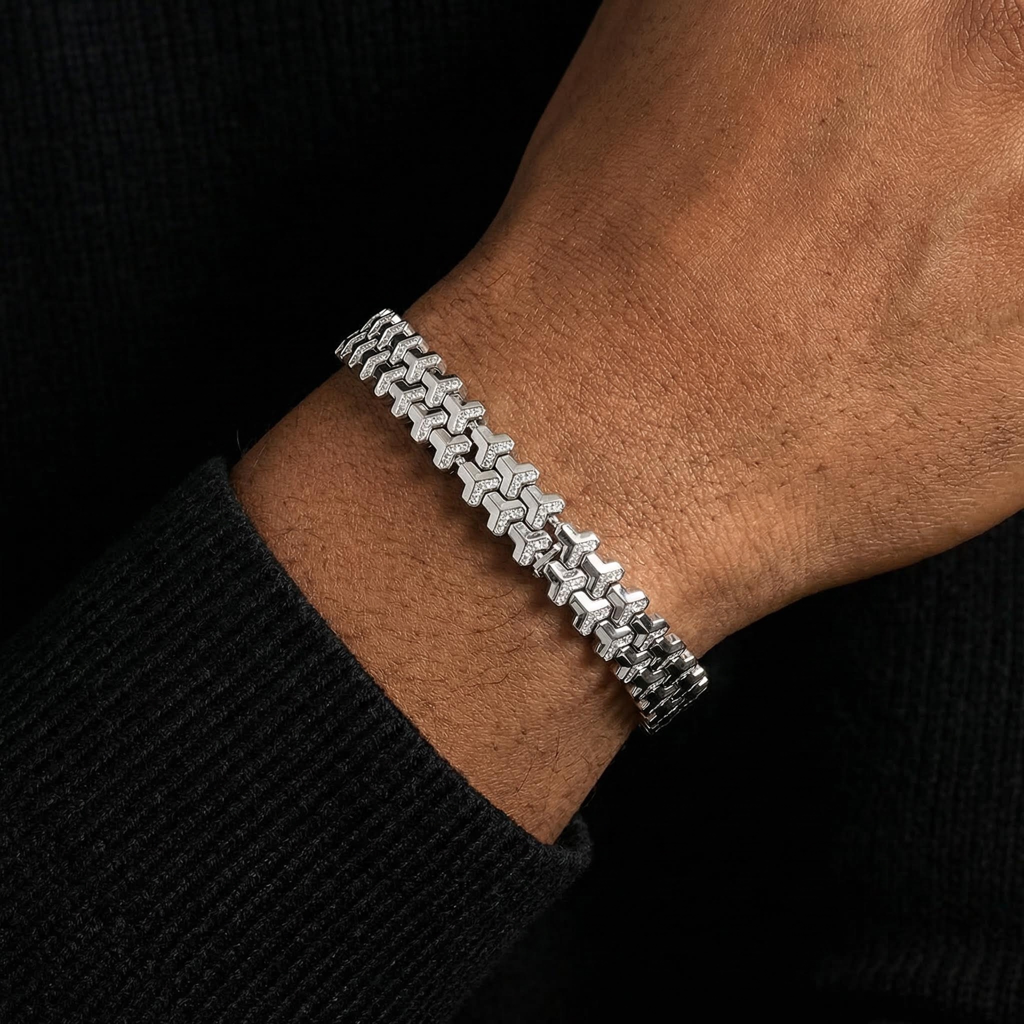 925S & VVS Moissanite Two-Row Armor Bracelet