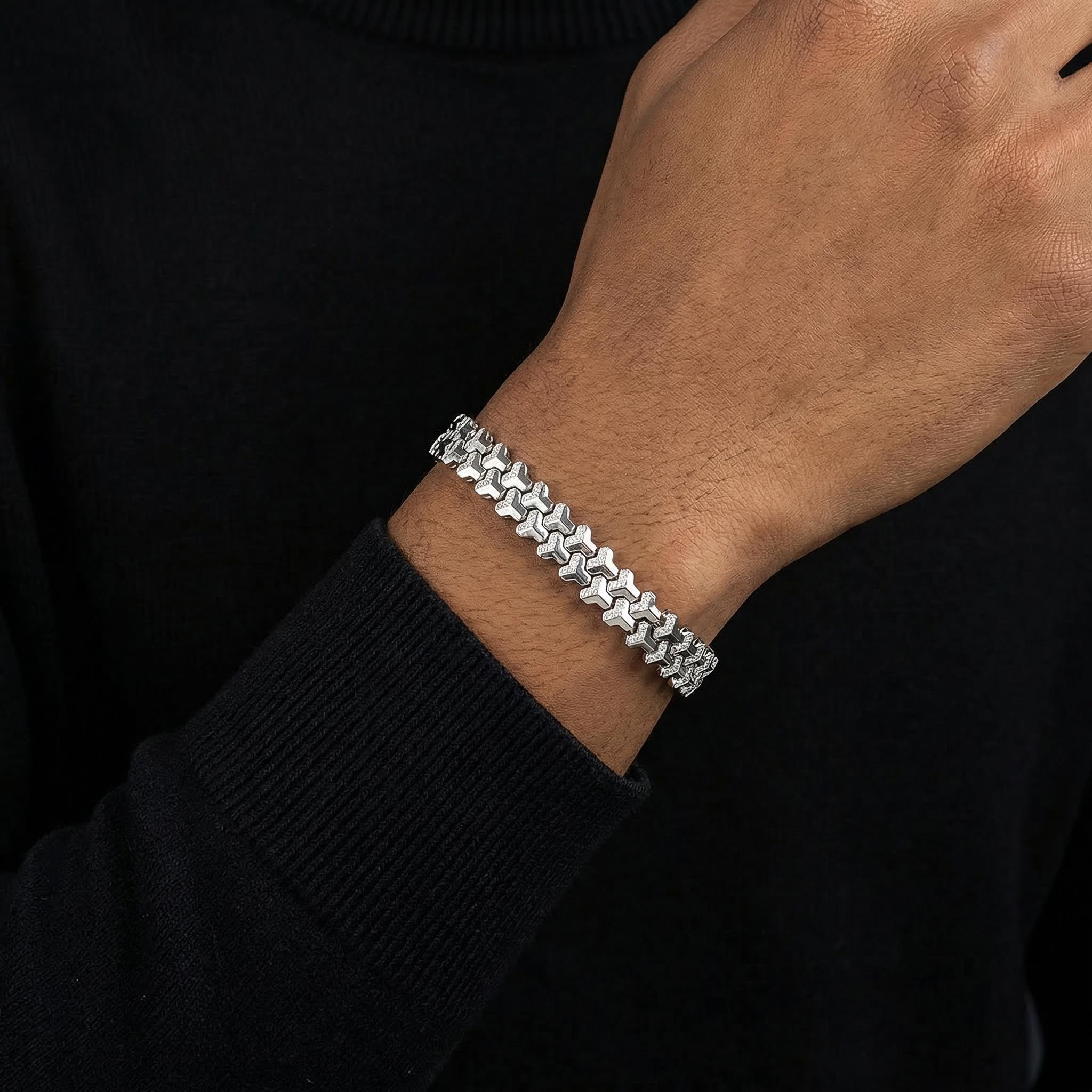 925S & VVS Moissanite Two-Row Armor Bracelet