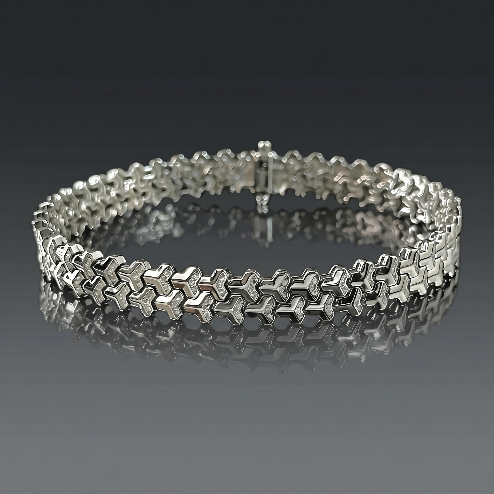925S & VVS Moissanite Two-Row Armor Bracelet