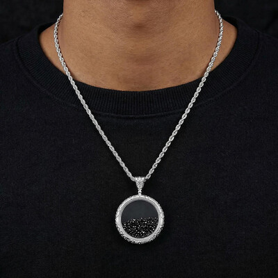 Icy-Filled Black Diamond Disc Pendant