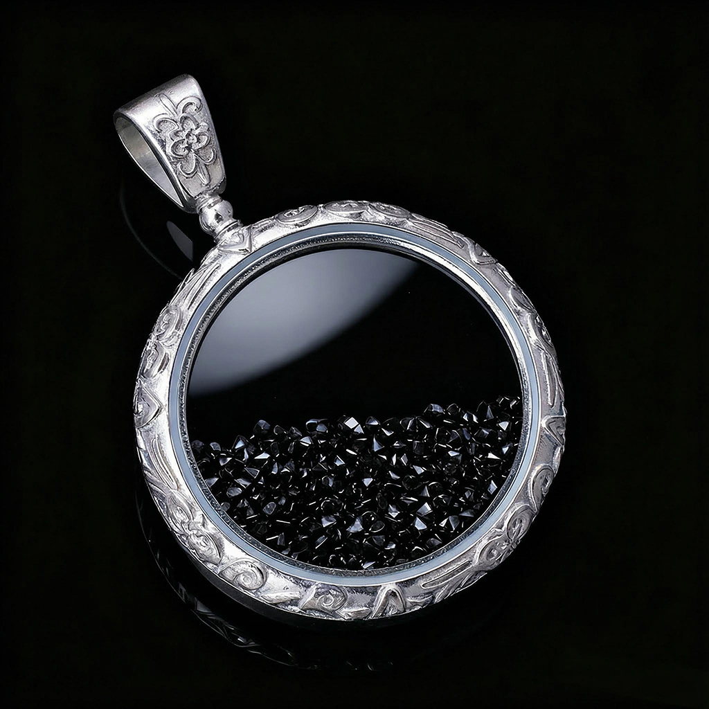 Icy-Filled Black Diamond Disc Pendant Icy-Filled Black Diamond Disc Pendant