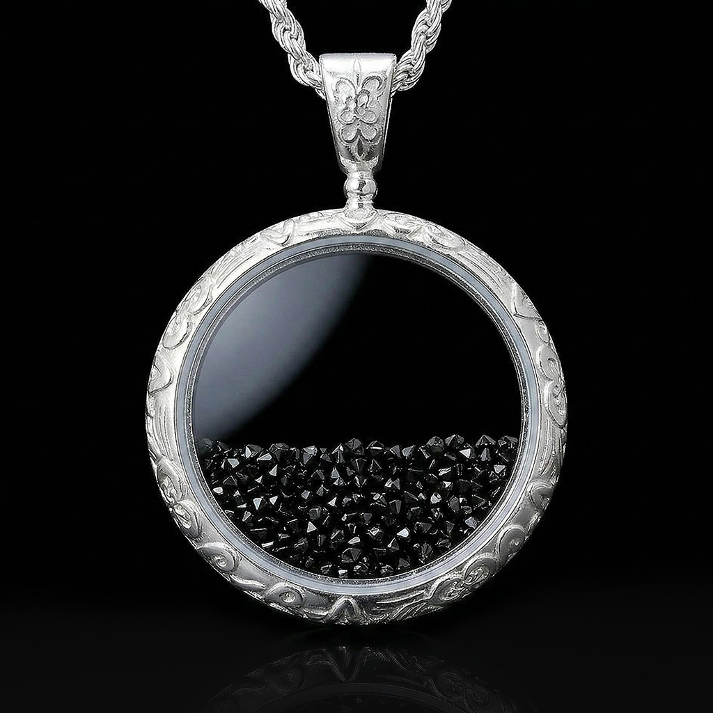 Icy-Filled Black Diamond Disc Pendant Icy-Filled Black Diamond Disc Pendant