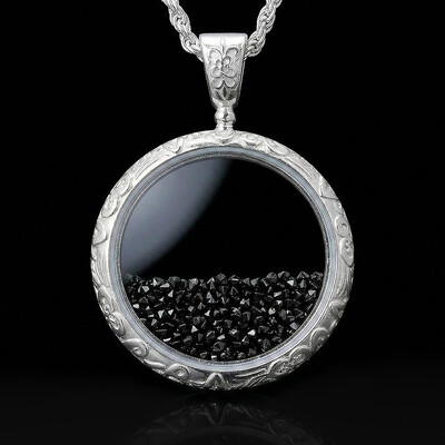 Icy-Filled Black Diamond Disc Pendant