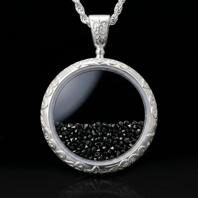 Icy-Filled Black Diamond Disc Pendant