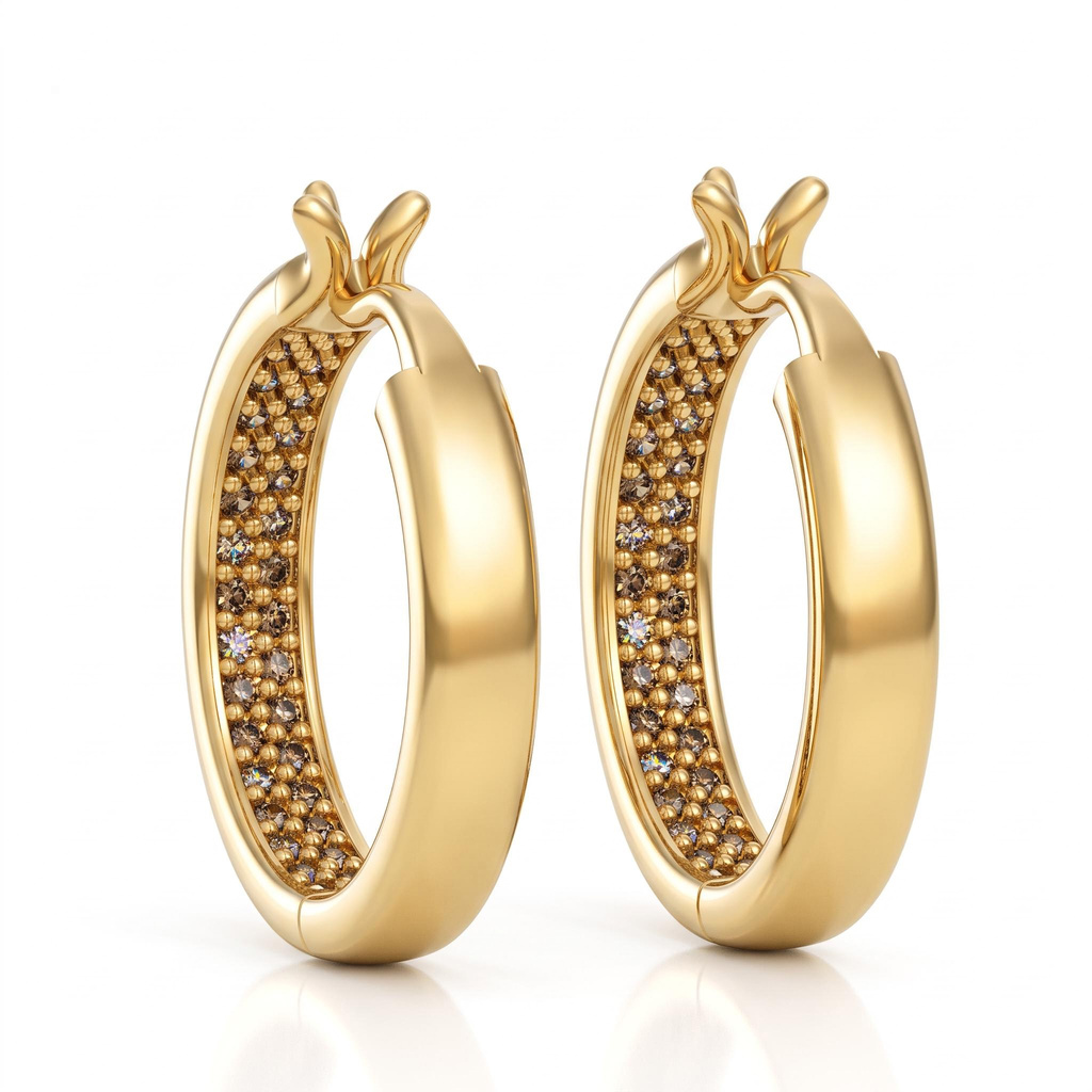 0.5 ct.tw. Coffee Stone Polished Huggie Earrings with Invisible Setting 0.5 ct.tw. Coffee Stone Polished Huggie Earrings with Invisible Setting