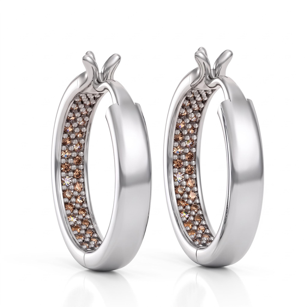 0.5 ct.tw. Coffee Stone Polished Huggie Earrings with Invisible Setting 0.5 ct.tw. Coffee Stone Polished Huggie Earrings with Invisible Setting
