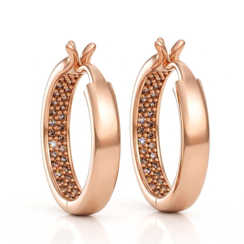0.5 ct.tw. Coffee Stone Polished Huggie Earrings with Invisible Setting 0.5 ct.tw. Coffee Stone Polished Huggie Earrings with Invisible Setting