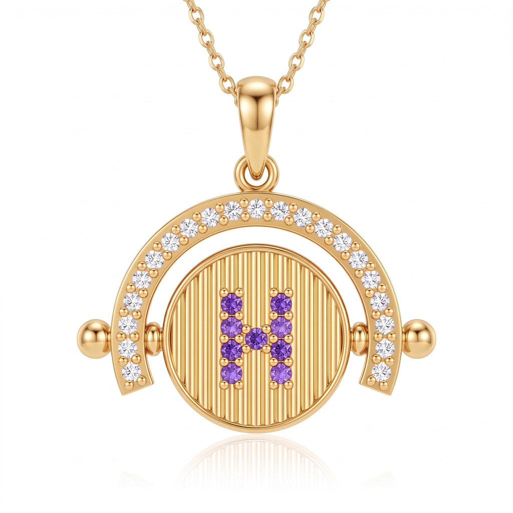 0.31 ct.tw. Reversible Birthstone Letter Tulip Engraved Pendant Necklace 0.31 ct.tw. Reversible Birthstone Letter Tulip Engraved Pendant Necklace