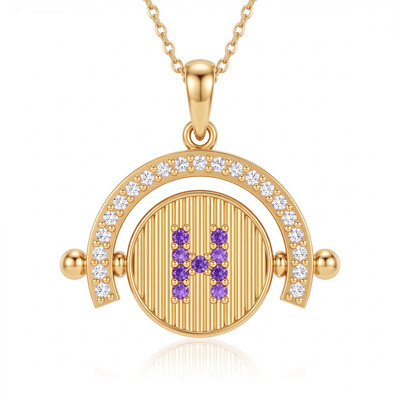 0.31 ct.tw. Reversible Birthstone Letter Tulip Engraved Pendant Necklace