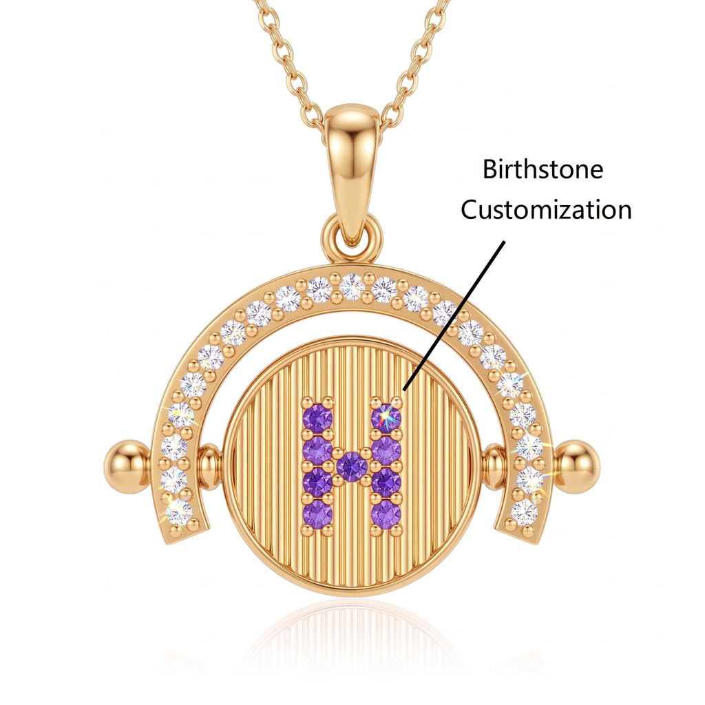 0.31 ct.tw. Reversible Birthstone Letter Tulip Engraved Pendant Necklace 0.31 ct.tw. Reversible Birthstone Letter Tulip Engraved Pendant Necklace