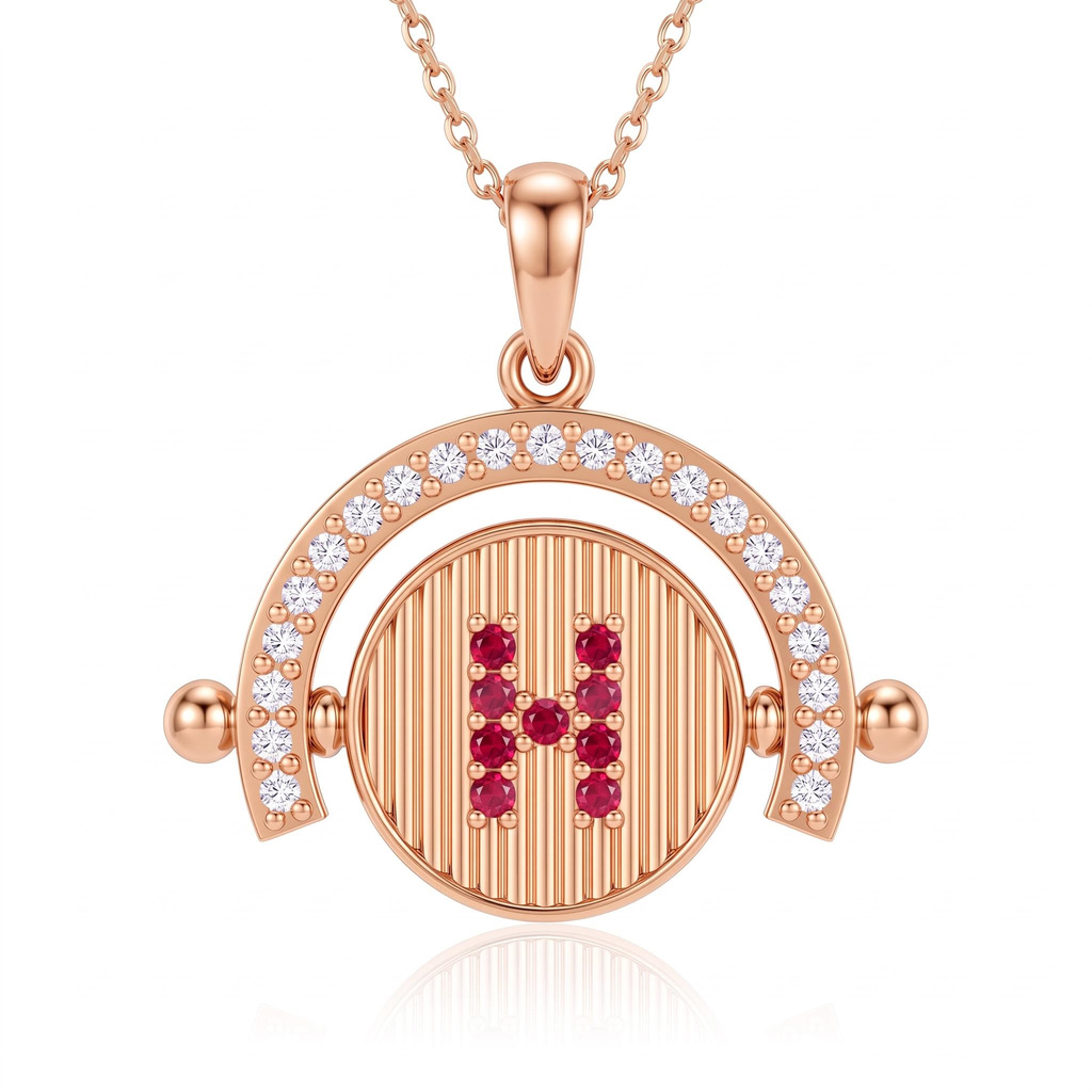0.31 ct.tw. Reversible Birthstone Letter Tulip Engraved Pendant Necklace 0.31 ct.tw. Reversible Birthstone Letter Tulip Engraved Pendant Necklace