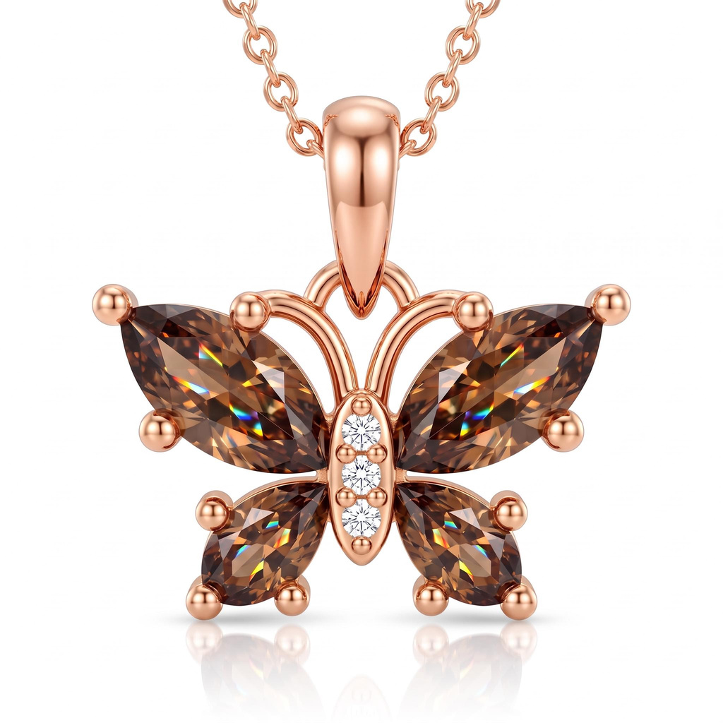 1.54 ct.tw. Marquise-cut Coffee Stone Butterfly Necklace 1.54 ct.tw. Marquise-cut Coffee Stone Butterfly Necklace