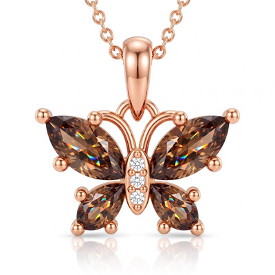 1.54 ct.tw. Marquise-cut Coffee Stone Butterfly Necklace