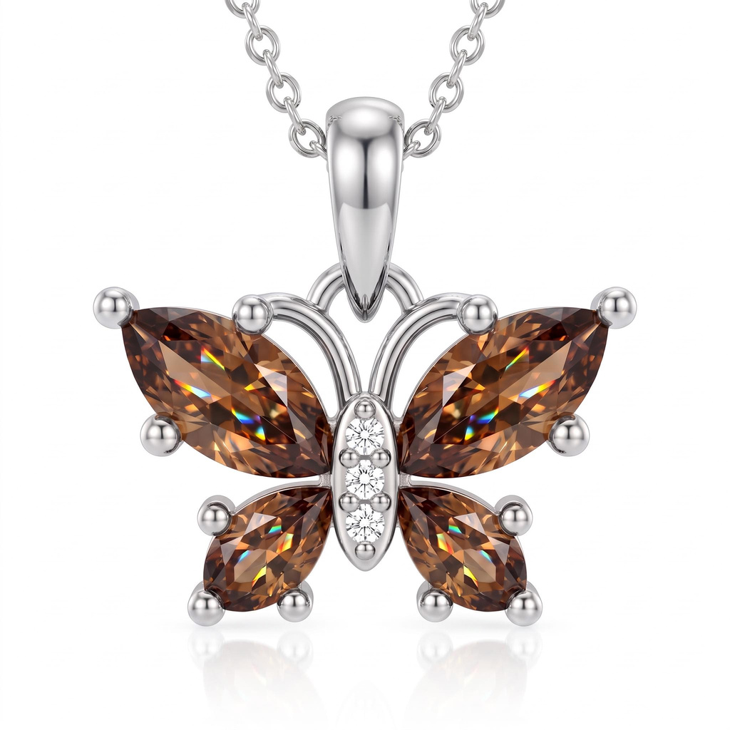 1.54 ct.tw. Marquise-cut Coffee Stone Butterfly Necklace 1.54 ct.tw. Marquise-cut Coffee Stone Butterfly Necklace
