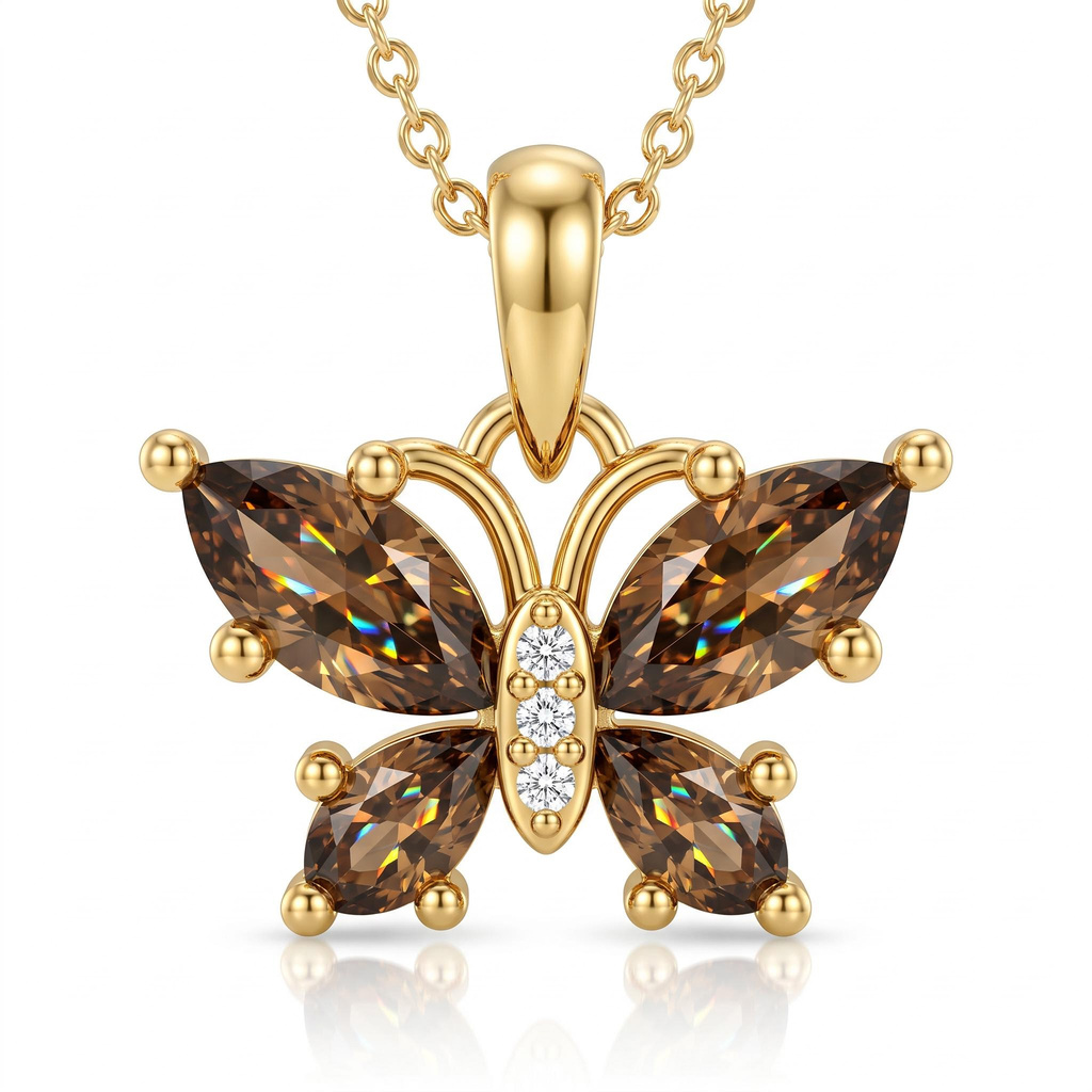 1.54 ct.tw. Marquise-cut Coffee Stone Butterfly Necklace 1.54 ct.tw. Marquise-cut Coffee Stone Butterfly Necklace